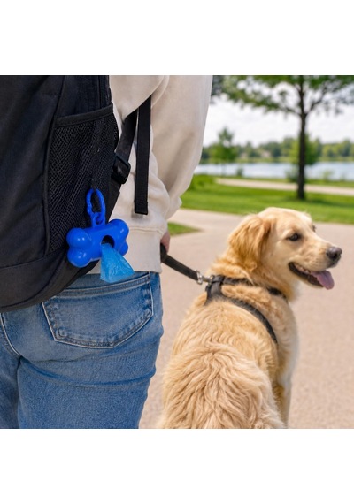 Köpek Kaka Poşeti 6 Rulo + Askılı Dispenser Kılıf, Köpek Dışkı Poşeti, Kaka Torbası, Dışkı Torbası, Poşetlik, Evcil Hayvan Yürüyüş Temizlik Aksesuarı, Karışık Renk