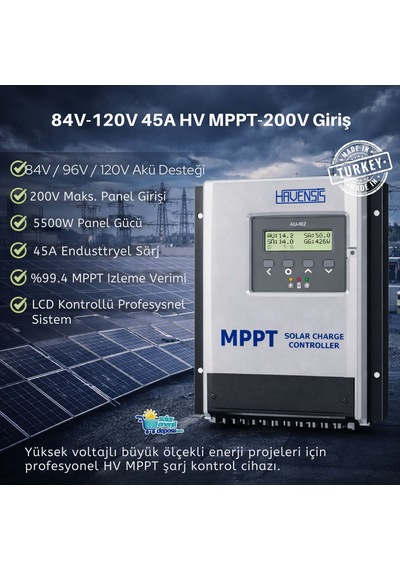 Havanesis Solar-45amps-200/45 Hv Mppt 84v / 96v / 120v 45a Şarj Kontrol Cihazı Hvs145amps