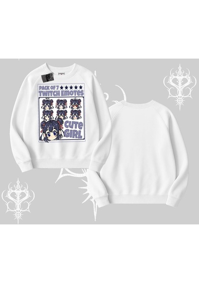 Startmore Biskilet Sweatshirt Twitch Emotes Cute Girl Anime Expression Beyaz