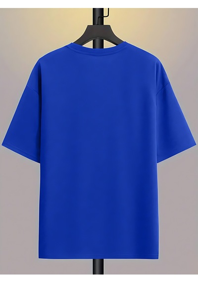 Kulaklık T-shirt - Baskılı Oversize Bisiklet Yaka Kısa Kol Tişört Lacivert