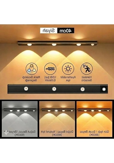 40 Cm Ultra Slim Led Aydınlatma, 3 Farklı Işık Rengi Ve Dimmer Özelliği .