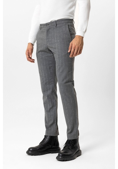 Back And Bond Gri Slim Fit Çizgili Casual Pantolon Çok Renkli