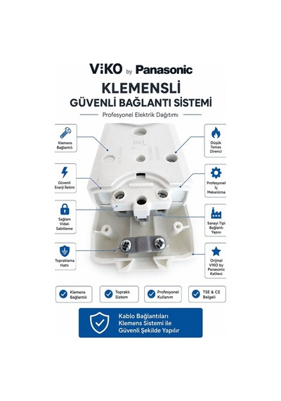 Viko Grup Priz Multi-let 6'lı Topraklı Çocuk Korumalı Klemens Bağlantılı Askı Aparatlı Kablosuz Tse Ce Belgeli  Viko By Panasonic Yok