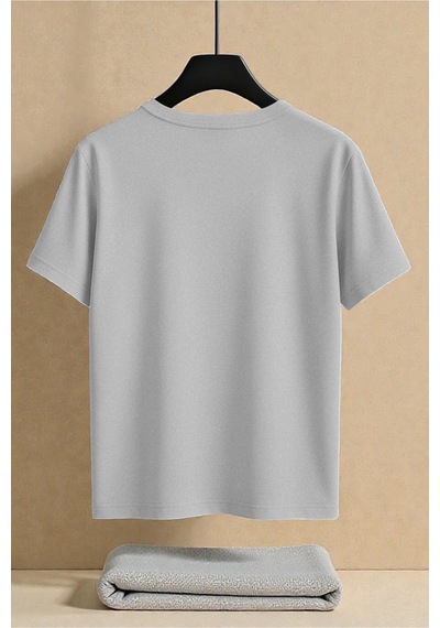 Uyguntarz Unisex Irıdes Serenıty Baskılı Tasarım Tshirt Gri
