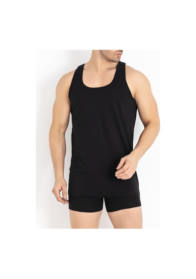 Boun Marche Erkek Atlet Premium 6'lı Kutu Penye Süprem %100 Pamuk Siyah