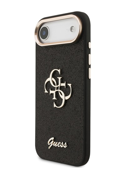 Apple Uyumlu iPhone 17 Air Kılıf Guess Lisanslı 4g Büyük Metal Kamera Çerçeveli Ve Logolu Glitter Kapak Siyah