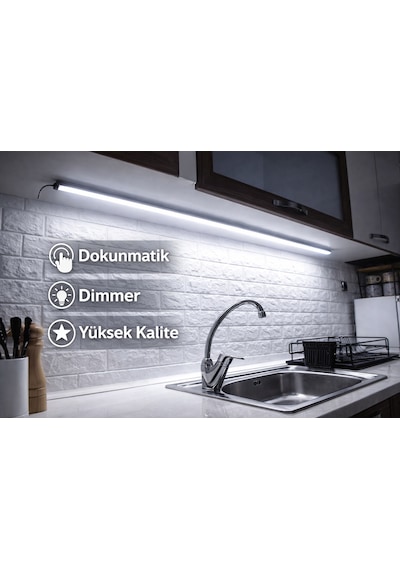 Dokunmatik 120cm 6000k Beyaz Işık Tak Çalıştır Led Mutfak, Dolap, Tezgah Altı, Duvar Dekoratif Gece Lambası Beyaz Işık