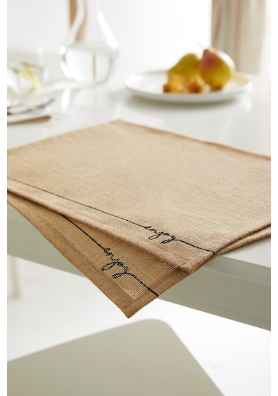 Ocean Home Textile 6 Adet Jüt Enjoy Baskılı Sofra Sunum Tabak Altlığı Supla Amerikan Servisi 45 x 35 CM Diğer