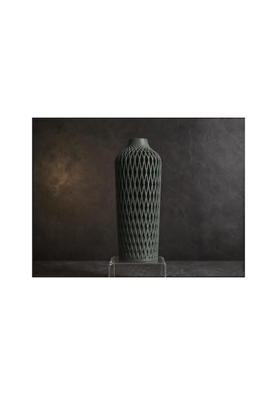 Diamont Metalic Green Vazo Modern Dekoratif 3d Baskı Vazo 137x250 Mm Çok Renkli