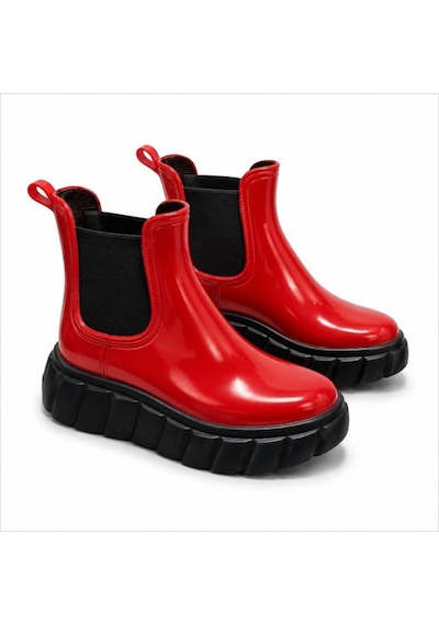 Black Flex Platform Taban Kadın Yağmur Botu Kırmızı 36-40 Füme - Kırmızı - Siyah Black Flex Platform Taban Kadın Yağmur Botu Kırmızı 36-40 Füme - Kırmızı - Siyah