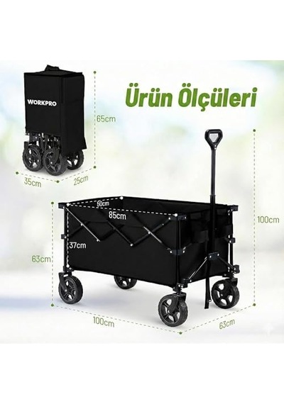 Wp285015 80kg 4 Tekerli Katlanabilir Ağır Hizmet Taşıma Arabası A Antrasit