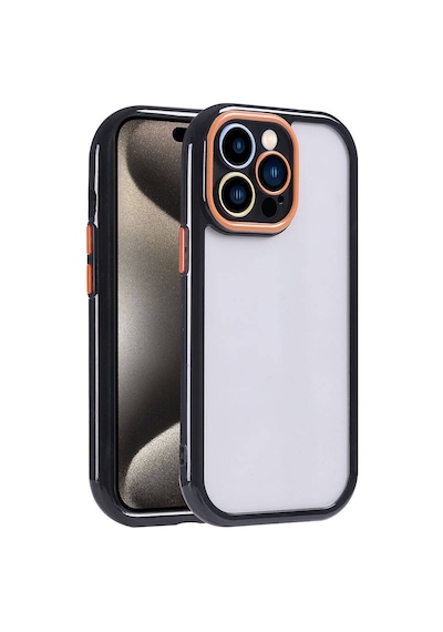 Apple Uyumlu iPhone 15 Pro Kılıf Kamera Korumalı Renkli Kenar Ve Çerçeve Tasarımlı Zore Vitamin Kapak-siya Siyah