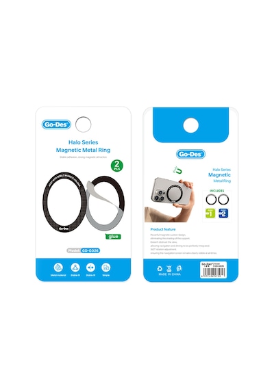 Go Des Gd-g026 Halo Serisi Çiftli Metal M-safe Halkası Siyah