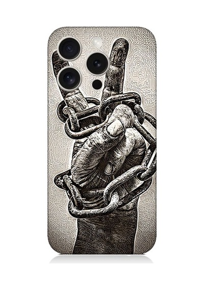 Apple Uyumlu iPhone 15 Pro Max Barış Eli Desenli Silikon Kılıf Silikon