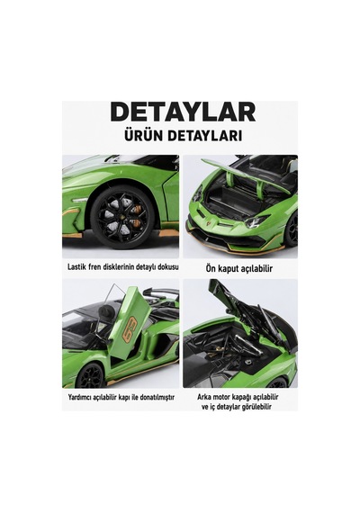 Lisanslı 1:24 Alaşım Lamborghini Aventador Svj Koleksiyonluk Die-cast Metal Araba Gri Çok Renkli