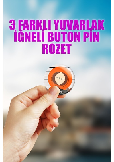 South Park Anime Animasyon Çanta Süsü Rozet İğneli Buton Rozet Seti 3 Adet Çok Renkli