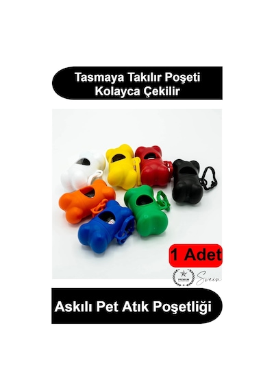 Kemik Şeklinde Köpek Kaka Poşeti Taşıma Çantası Kancalı Hafif Plastik Dispenser Tasmaya Asılabilir P