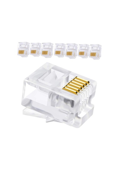 Ayt Telefon Soketi 6p 6c 100 Lük Paket Telefon Kablosu Jack Ucu Soketi