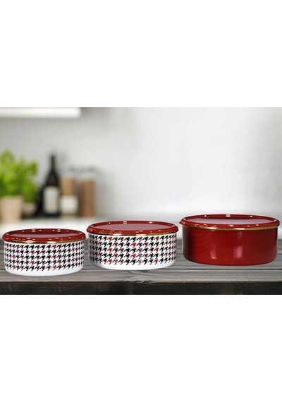 Forte Red Emaye Üçlü Saklama Seti 12v