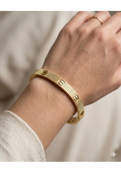 Unisex Limitsiz Aşk Detay Çelik Bileklik Gold