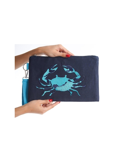 Mubiano Summer Kadın Lacivert Duck Keten Kumaş Yengeç Clutch & Portföy Çanta - Msly0110-lcv Lacivert