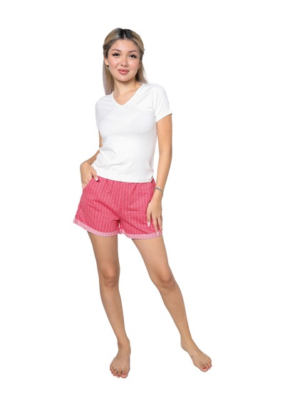 Akbeniz Kadın Kısa Kol Penye Şortlu Pijama Takım 3627 Ekru
