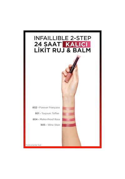 L'Oreal Paris Infaillible 2 Step 24 Saat Kalıcı Likit Ruj & Balm 801 Toujours Toffee
