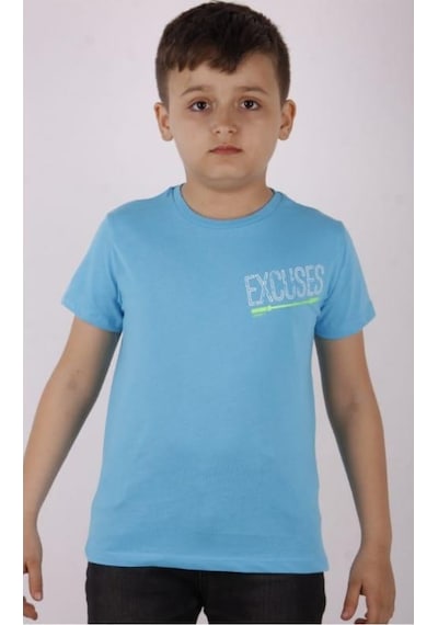 Toontoy Kids Toontoy Erkek Çocuk Excuses Baskılı Cepli Tişört Turkuaz