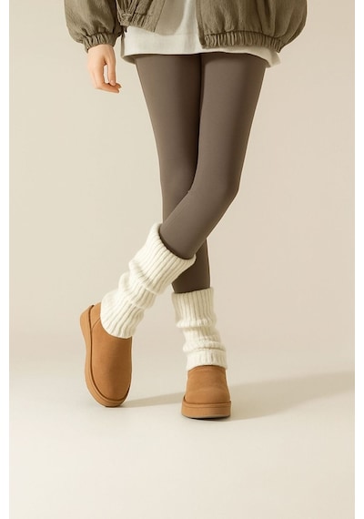 Ozzy Socks Tozluk Akrilik Triko Örgü Leg Warmer Ayak Isıtıcı Ekru Ekru