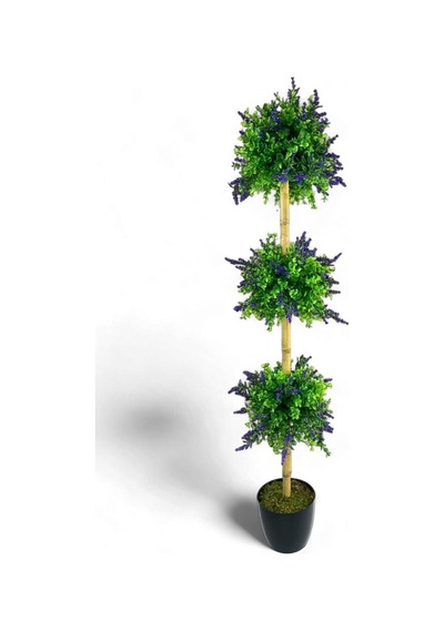 Yapay Ağaç Lavantalı Şimşir Top Siyah Saksılı 115 30cm