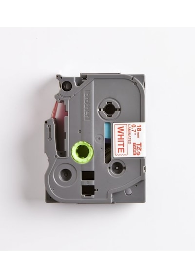 BROTHER P-TOUCH TZE-242 TZE-TAPE 18 MM BEYAZ ÜZERİNE KIRMIZI LAMİ