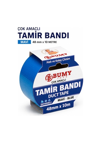 Mavi Çok Amaçlı Tamir İzolasyon Bandı 48 Mm X 10 Metre Su Geçirmez Sızdırmaz Takviye Bantı Bantları