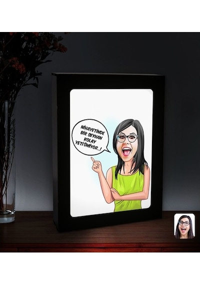 Kişiye Özel Isimli Kadın Kolay Yetişmiyor Karikatürlü Led Işıklı (508470782)