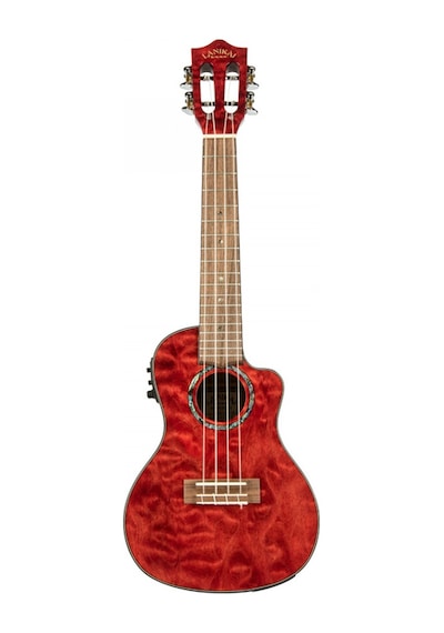 Lanikai Qm-rdcec Quilted Maple Elektro Ukulele - Kırmızı Üst Seg