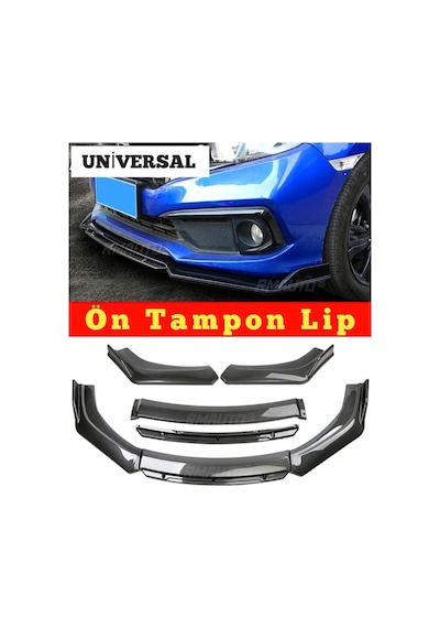 Universal Ön Tampon Eki-ön Karlık 4 Parça Ön Tampon Lip Siyah Renk