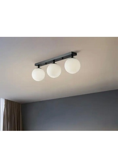 Rsylight Metal Modern Siyah Opal Camlı Tavan Plofyoner 3 Lütavan Avize-rys9019031