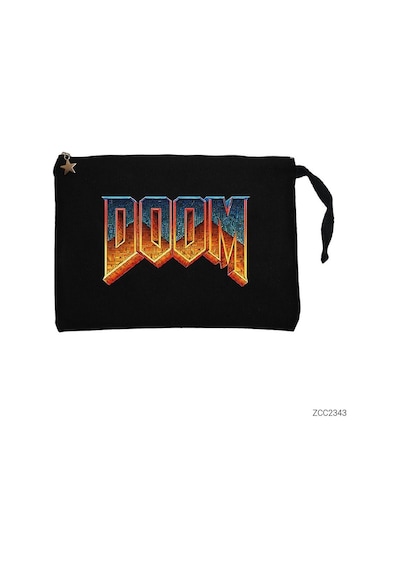 Zepplin Giyim Doom Vintage Siyah Clutch Astarlı Cüzdan / El Çantası