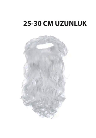 1 Noel Baba Şapka-1 Sakal Set:kırmızı Yılbaşı Şapkası Uzun Beyaz