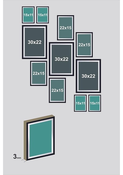 11 Parça Dekoratif Mdf Tablo Seti Çerçeve Görünümlü Dekolıadkr102