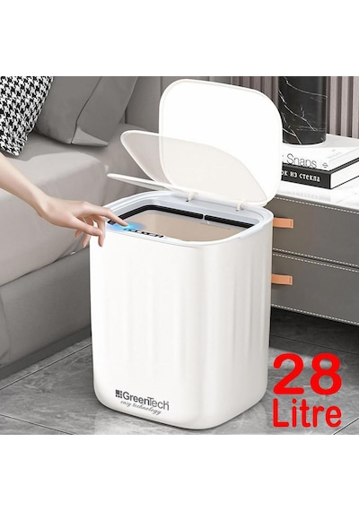 Greentech Sensörlü 28 Litre Çöp Kovası Şarj Edilebilir Lityum Pilli / Gt-sc07b Çok Renkli