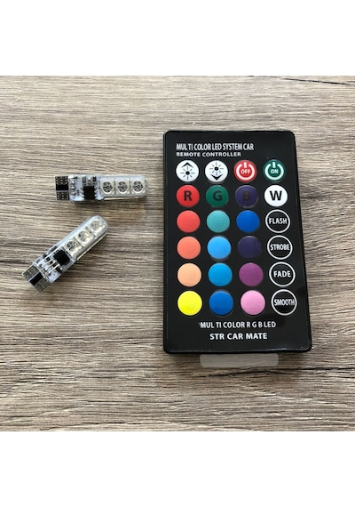 OtoÇizgi Uzaktan Kumandalı Çakar Lamba T10 18 Led Rgb Park Lambası 2 Adet OtoÇizgi