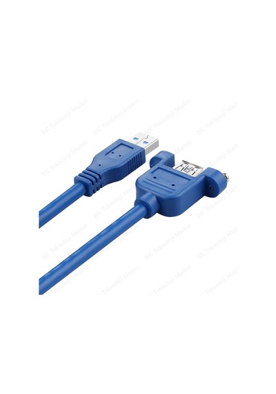 Panel Tipi Vidalı Usb 3.0 Dişi - Erkek Uzatma Kablosu-50cm