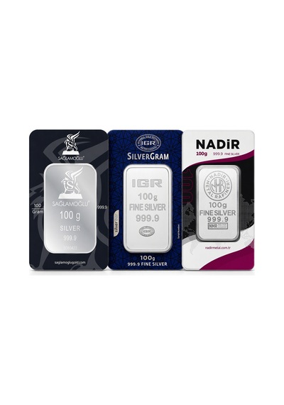 100 Gram Külçe Gümüş 999 / 999,9 Saflık Yatırımlık Gram Gümüş, Rafineri Ambalajlı