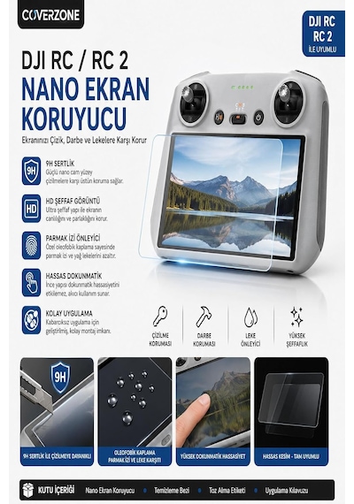 Djı Rc/djı Rc 2 İle Uyumlu Nano Ekran Koruyucu, Hd Şeffaf, Parmak İzi Önleyici, Çizilme Darbe Korumalı, Hassas Dokunmatik, Kolay Uygulama Ekran Koruma Camı Dron Aksesuar Reci