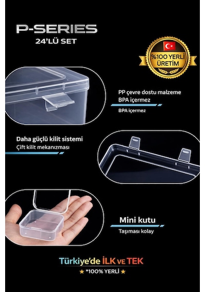 P-serisi 24 Lü Organizer Kutu Seti Büyük Kutu Içinde 24 Bağımsız Kilitli Küçük Kutu Modüler Saklama Sistemi Beyaz - Şeffaf