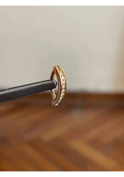 Sıra Taş Gold Renk Ultraliğht 10 Mm Titanyum Göbek Piercingi Sarı Altın