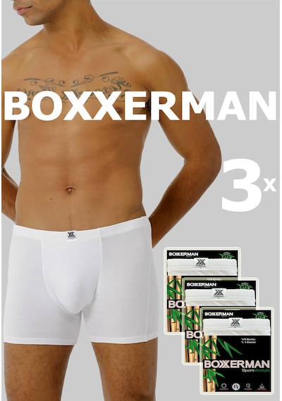 Tatkan - 3'lü - Erkek Bambu Sport Boxershort Beyaz-beyaz-beyaz