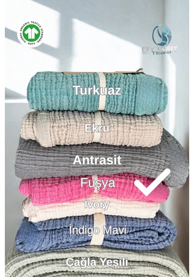 Püsküllü Müslin Tv Battaniyesi Fuşya Pembe