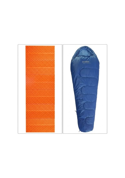 Alfa Pro Uyku Tulumu 0 Derece & Ultralight Comfort Katlanır Mat Turuncu Kamp Seti Mavi