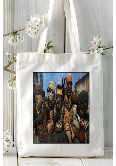 Art Hediye Counter Strike Cs 2 Csgo Oyun Baskılı Omuz Çanta Kişiye Özel Model 20 Çok Renkli